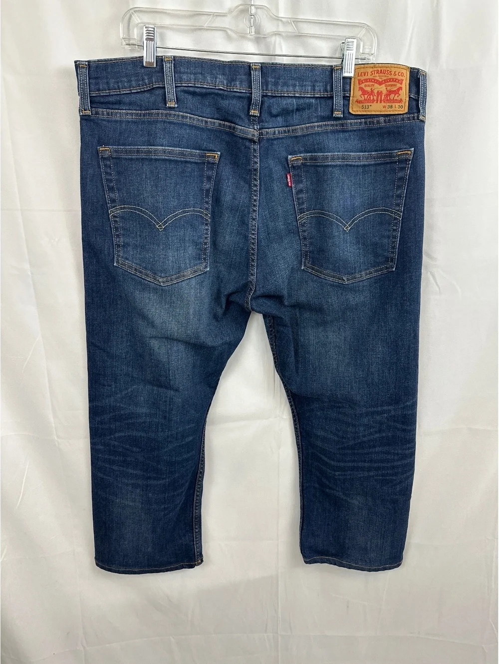 Levi's 513 Slim Straight Jeans W38 L22.5 Dark Blue Denim